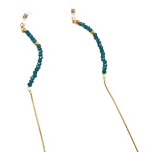 Catena per occhiali in metallo color oro e cristalli azzurri