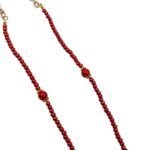 Catena per occhiali con perle rosse