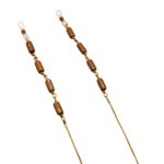 catena per occhiali in filo dorato e dettagli in legno